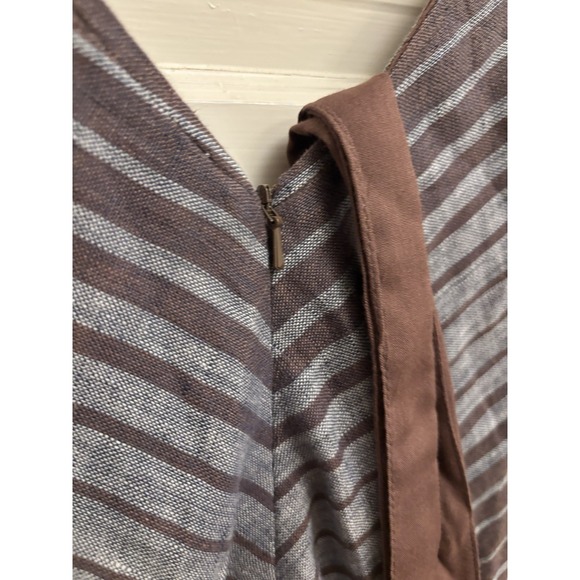 Sundance Women's Linen‎ Belted Gray Brown Striped  Allende Dress Size 16 $168 - Picture 6 of 6
